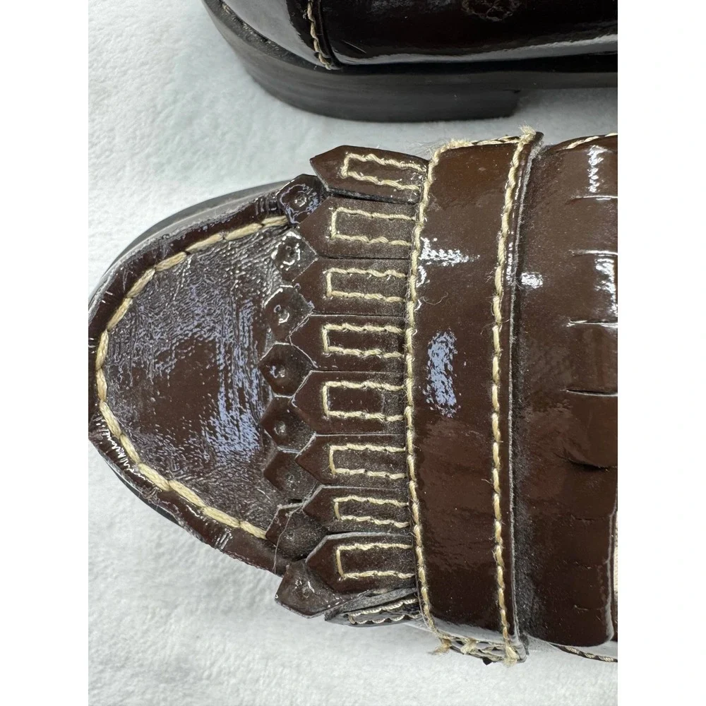 G.H. Bass & Co. Patent Leather Loafers Women's 8M Cocoa Brown‎ Slip-On Round Toe